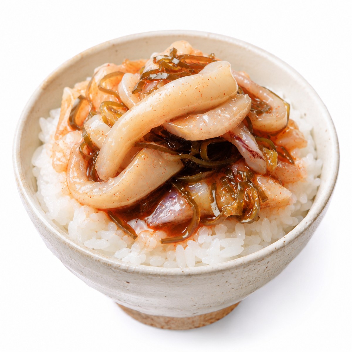 温かいご飯にのせたイカめんたい