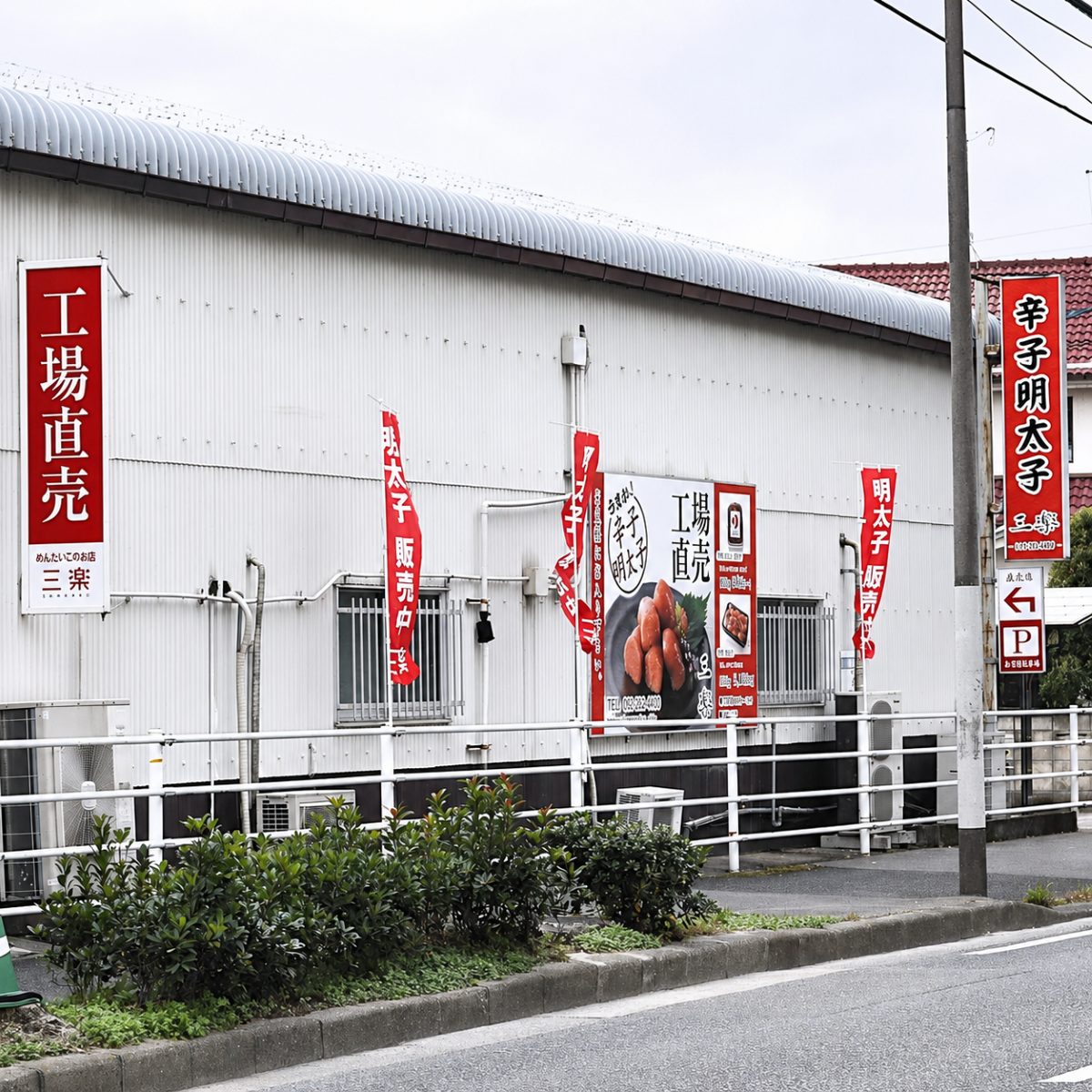 福岡市南区警弥郷にある明太子専門店 三楽の外観